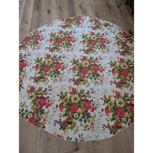 Vintage Christmas Holiday Trumpets & Holly Berry Design Round Tablecloth 5ft